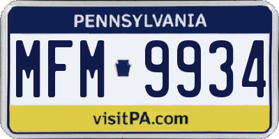 PA license plate MFM9934
