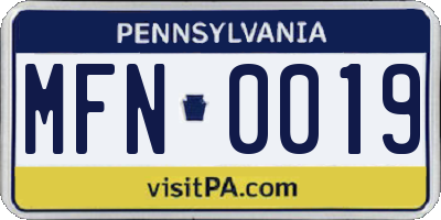 PA license plate MFN0019