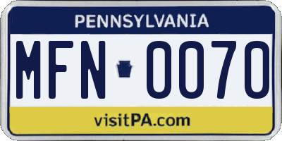 PA license plate MFN0070