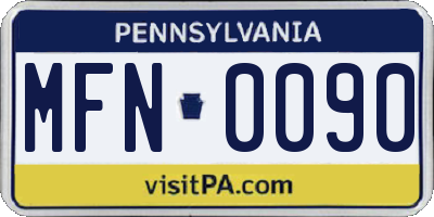 PA license plate MFN0090
