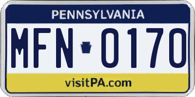 PA license plate MFN0170