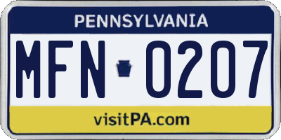 PA license plate MFN0207