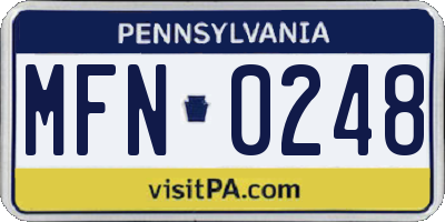 PA license plate MFN0248