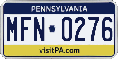 PA license plate MFN0276