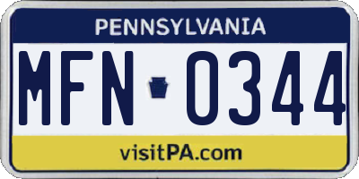 PA license plate MFN0344