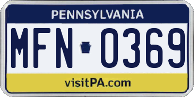 PA license plate MFN0369