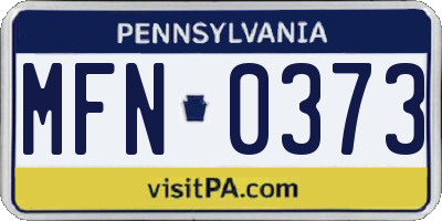 PA license plate MFN0373