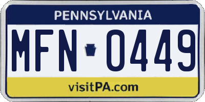 PA license plate MFN0449