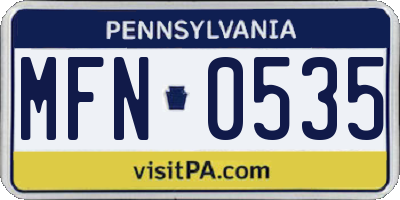 PA license plate MFN0535