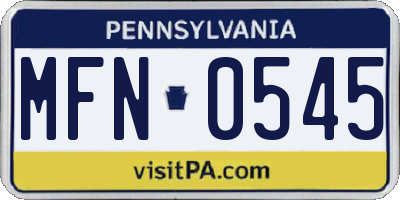 PA license plate MFN0545