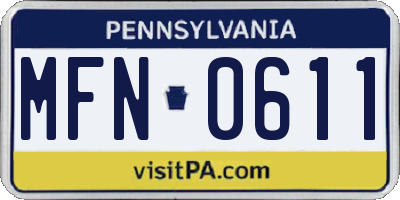 PA license plate MFN0611