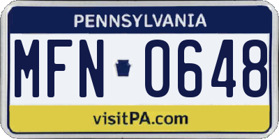 PA license plate MFN0648