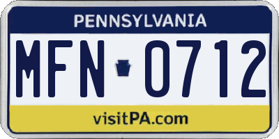 PA license plate MFN0712