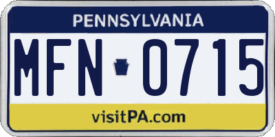 PA license plate MFN0715