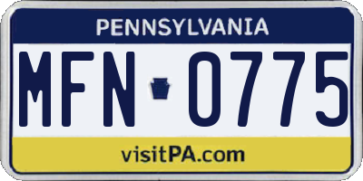 PA license plate MFN0775