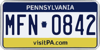 PA license plate MFN0842