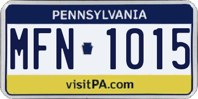 PA license plate MFN1015