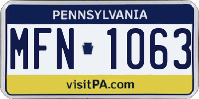 PA license plate MFN1063
