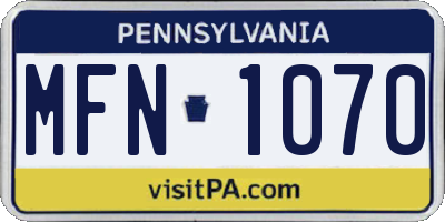 PA license plate MFN1070
