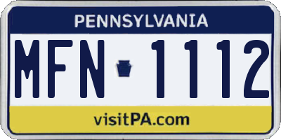 PA license plate MFN1112