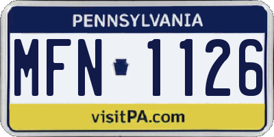 PA license plate MFN1126