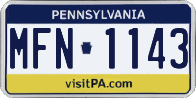 PA license plate MFN1143