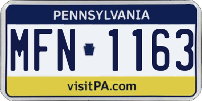PA license plate MFN1163