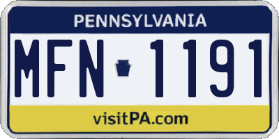 PA license plate MFN1191