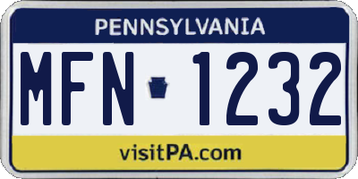 PA license plate MFN1232