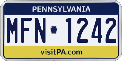 PA license plate MFN1242