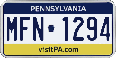 PA license plate MFN1294