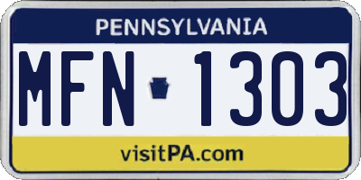 PA license plate MFN1303
