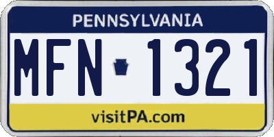 PA license plate MFN1321