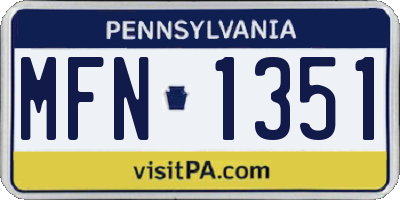 PA license plate MFN1351