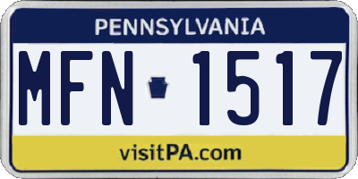PA license plate MFN1517