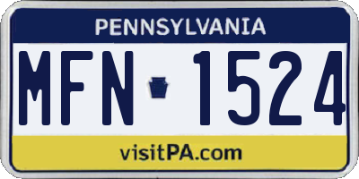 PA license plate MFN1524