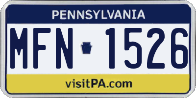 PA license plate MFN1526