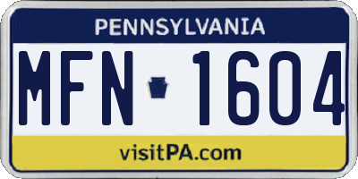 PA license plate MFN1604