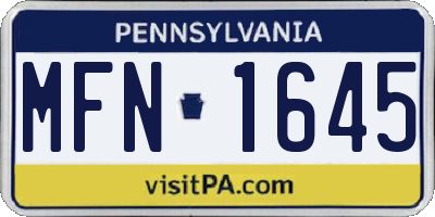 PA license plate MFN1645