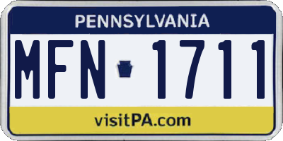 PA license plate MFN1711