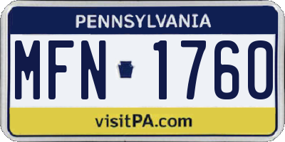 PA license plate MFN1760