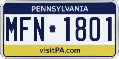 PA license plate MFN1801