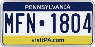 PA license plate MFN1804