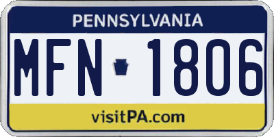 PA license plate MFN1806