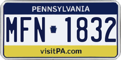 PA license plate MFN1832