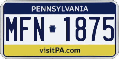 PA license plate MFN1875