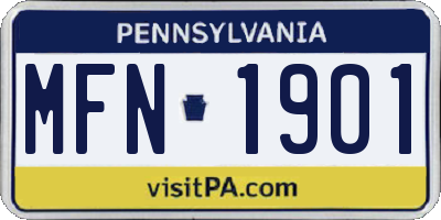 PA license plate MFN1901
