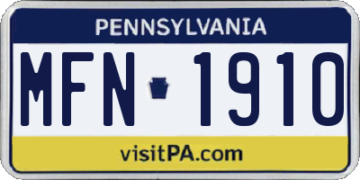 PA license plate MFN1910