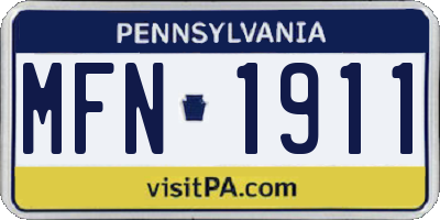 PA license plate MFN1911