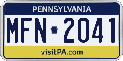 PA license plate MFN2041